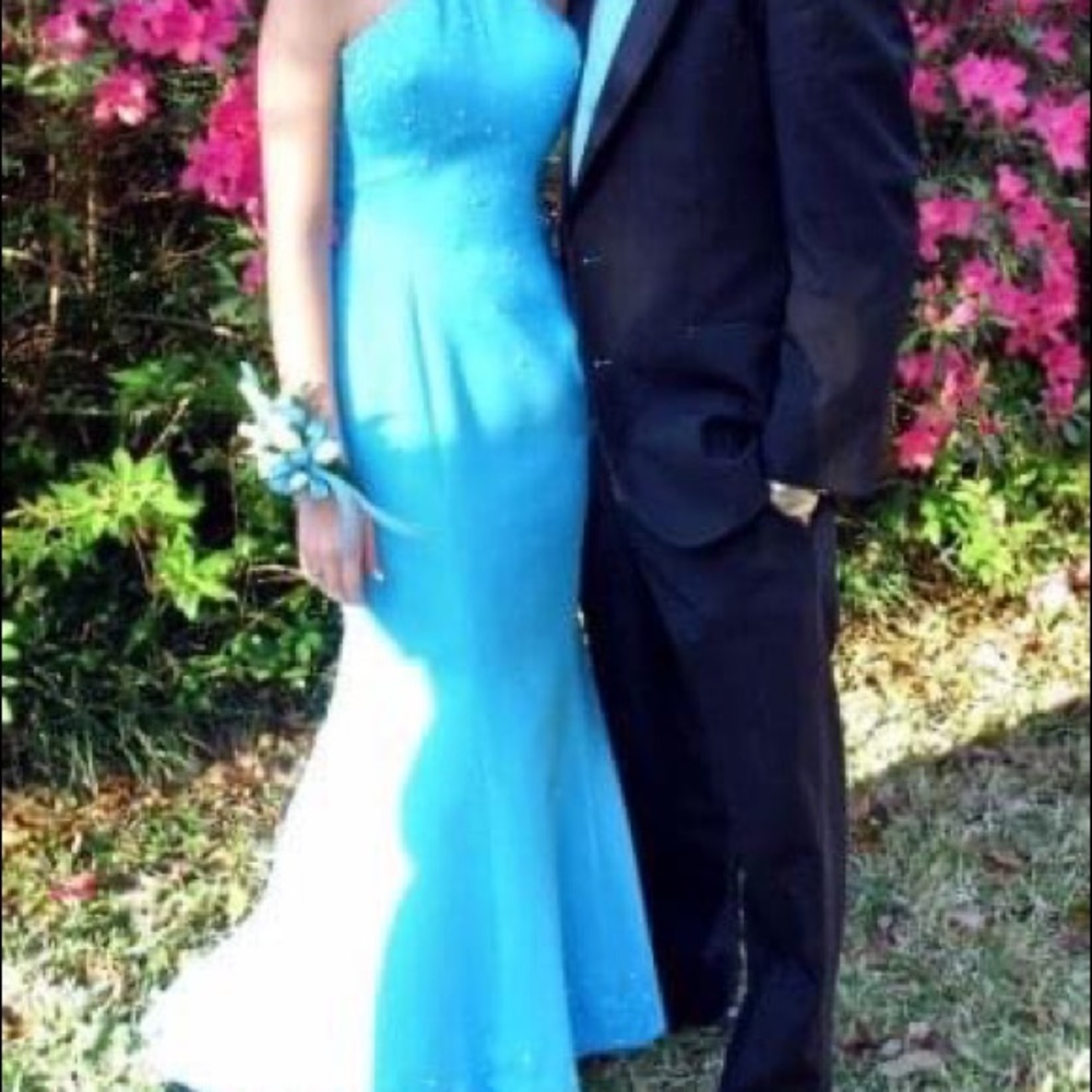 Landa beaded blue mermaid gown